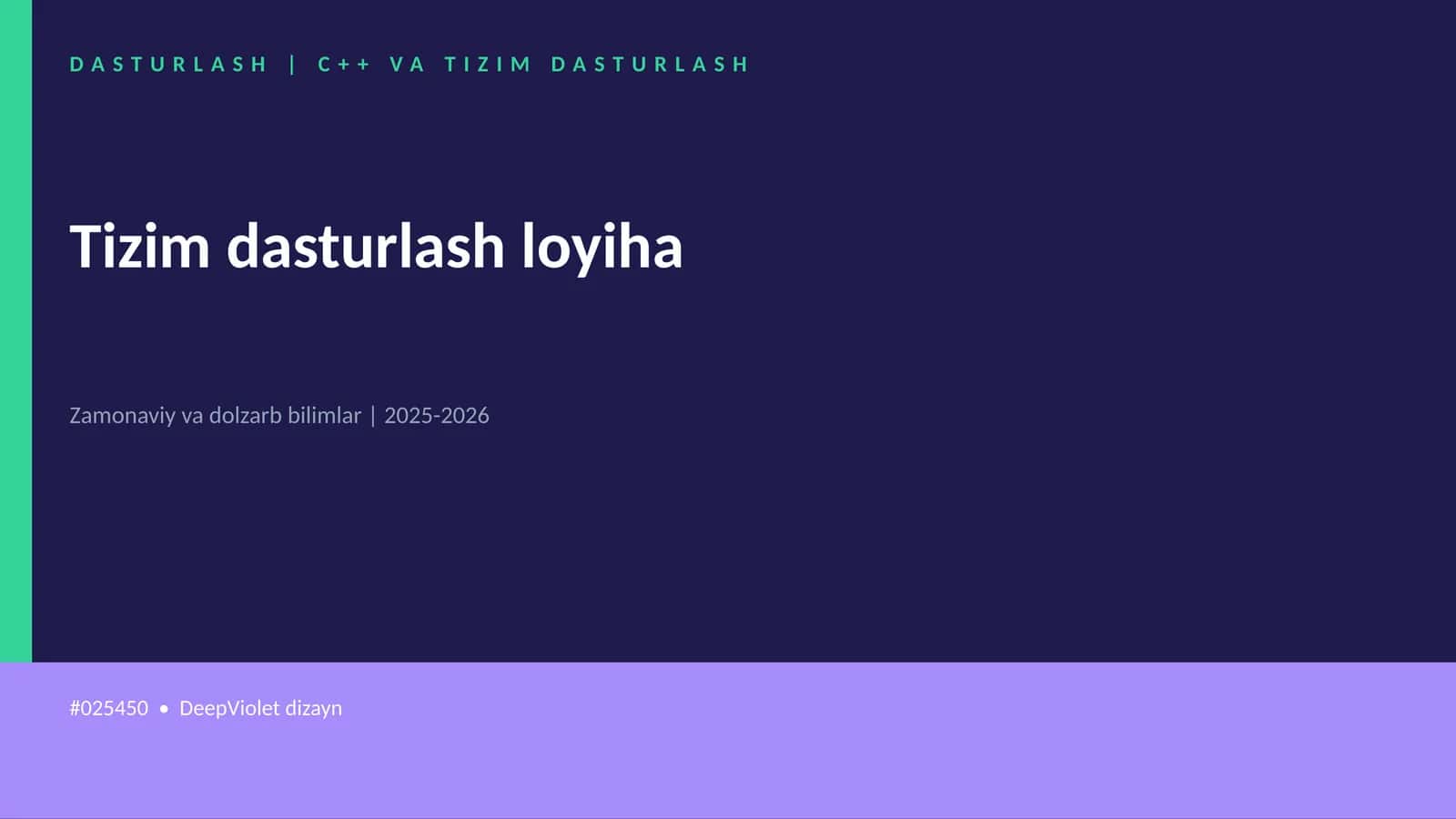 DASTURLASH | C++ VA TIZIM DASTURLASH 1