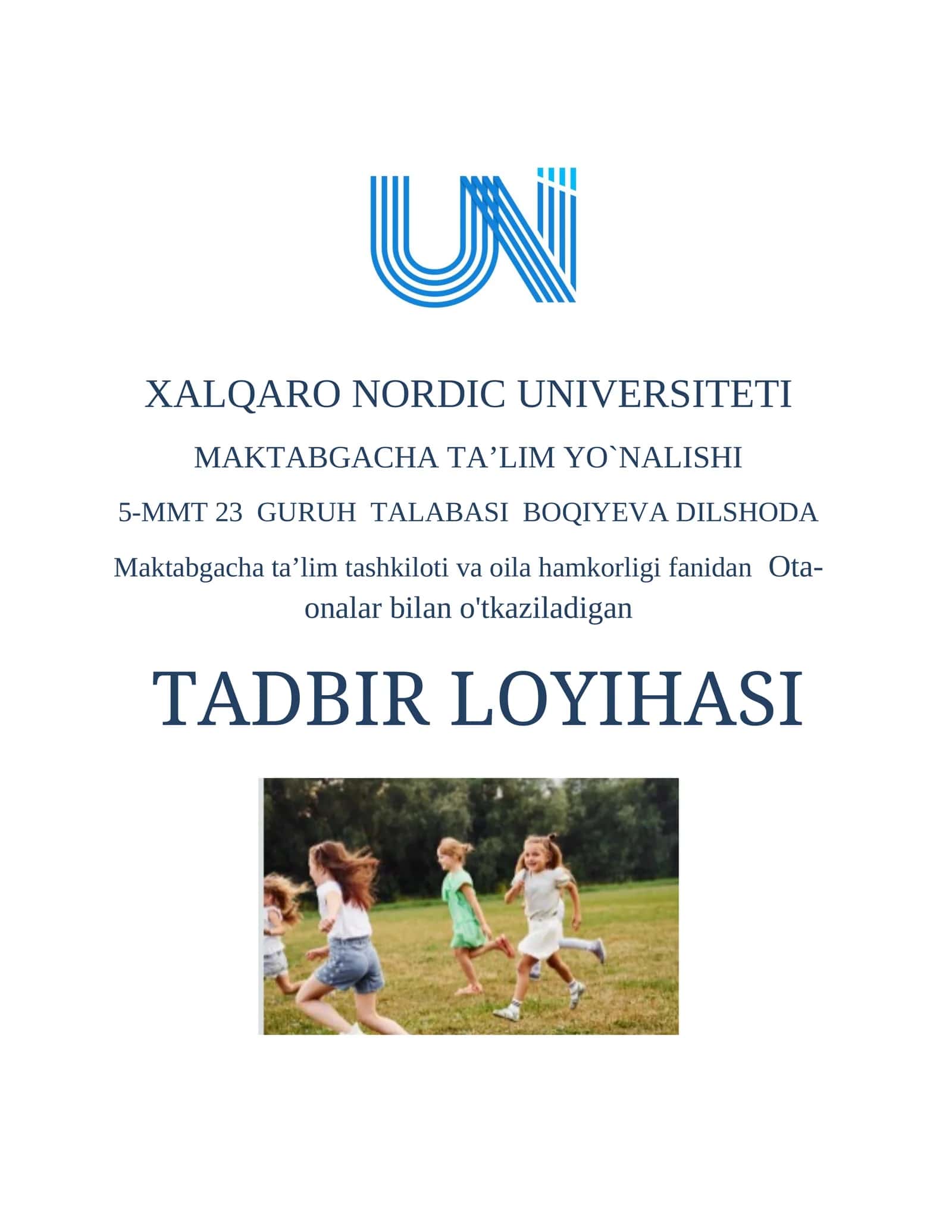 MAKTABGACHA TA’LIM YO`NALISHI 5-MMT 23 GURUH TALABASI BOQIYEVA DILSHODA 1
