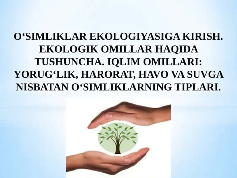 O‘simliklar Ekologiyasiga Kirish 1
