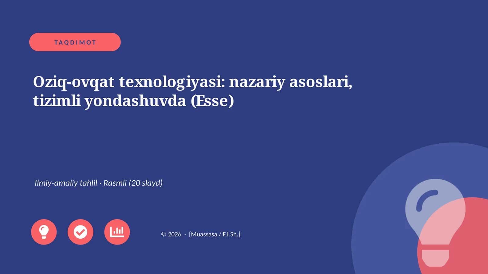 Oziq-ovqat texnologiyasi: nazariy asoslari, tizimli yondashuvda (Esse) 1