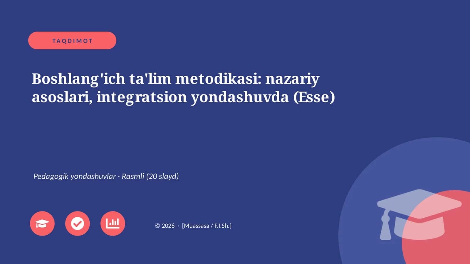 Boshlang'ich ta'lim metodikasi: nazariy asoslari, integratsion yondashuvda (Esse) 1