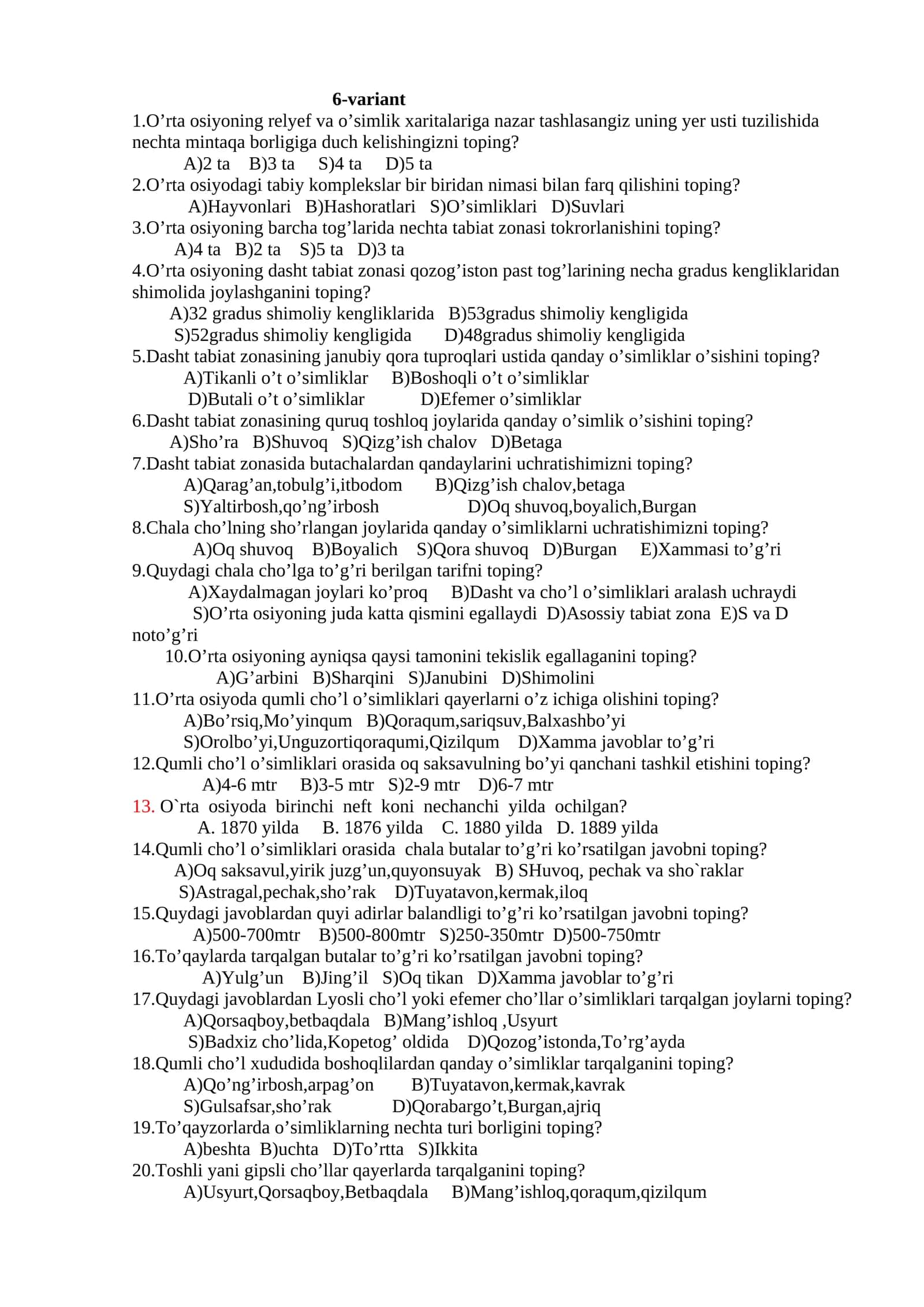O'rta osiyoning tabiat zonasi 1