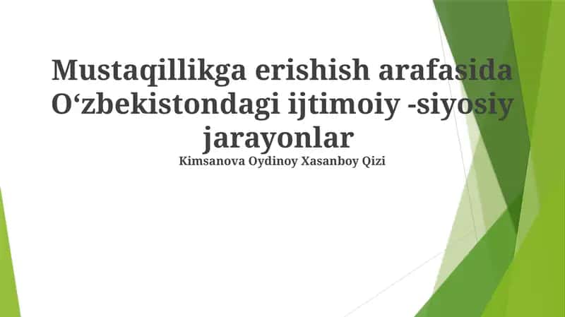 Oʻzbekistondagi ijtimoiy -siyosiy jarayonlar 1