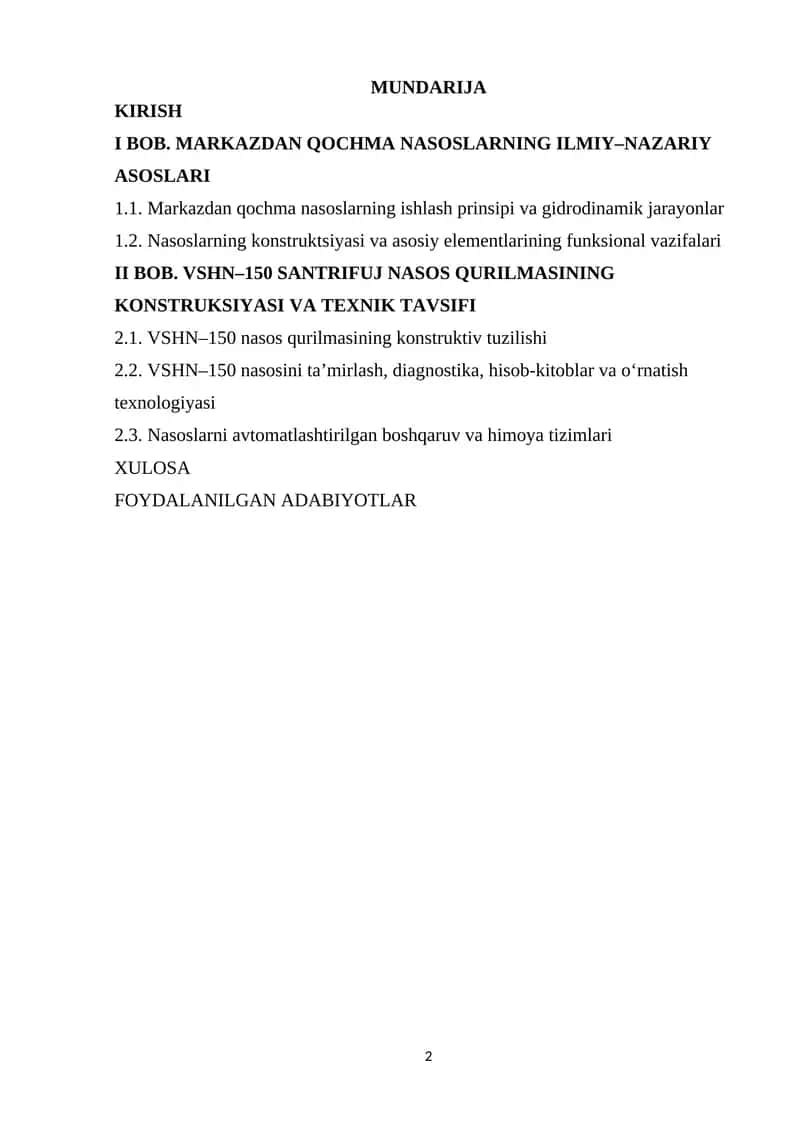 MARKAZDAN QOCHMA NASOSLARNI MODERNIZATSIYA VA AVTOMATLASHTRISH 1