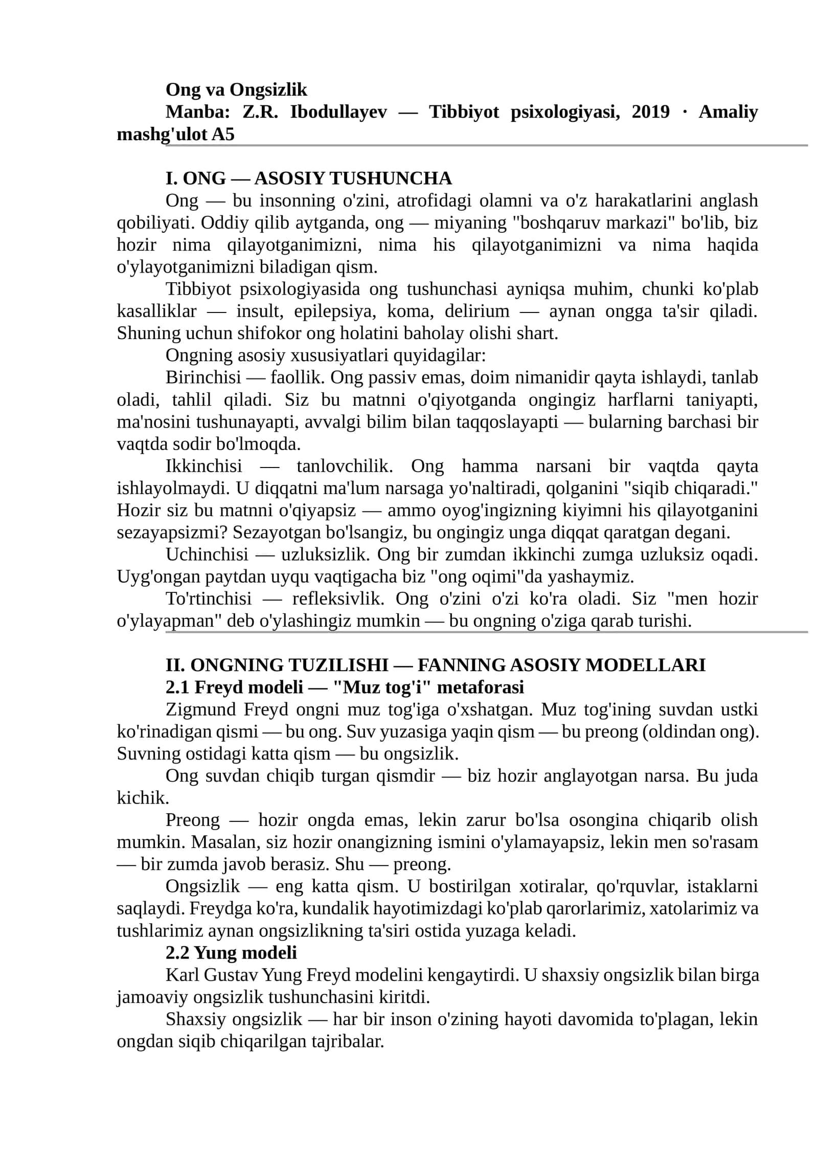 Ong va Ongsizlik 1