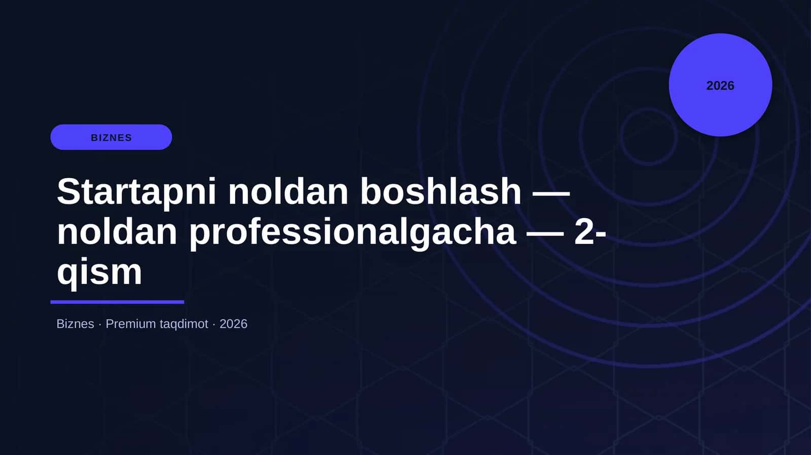 Startapni noldan boshlash — noldan professionalgacha — 2-qism 1