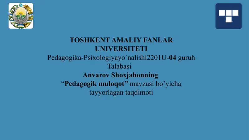 pedagogik muloqot mavzusida. 1