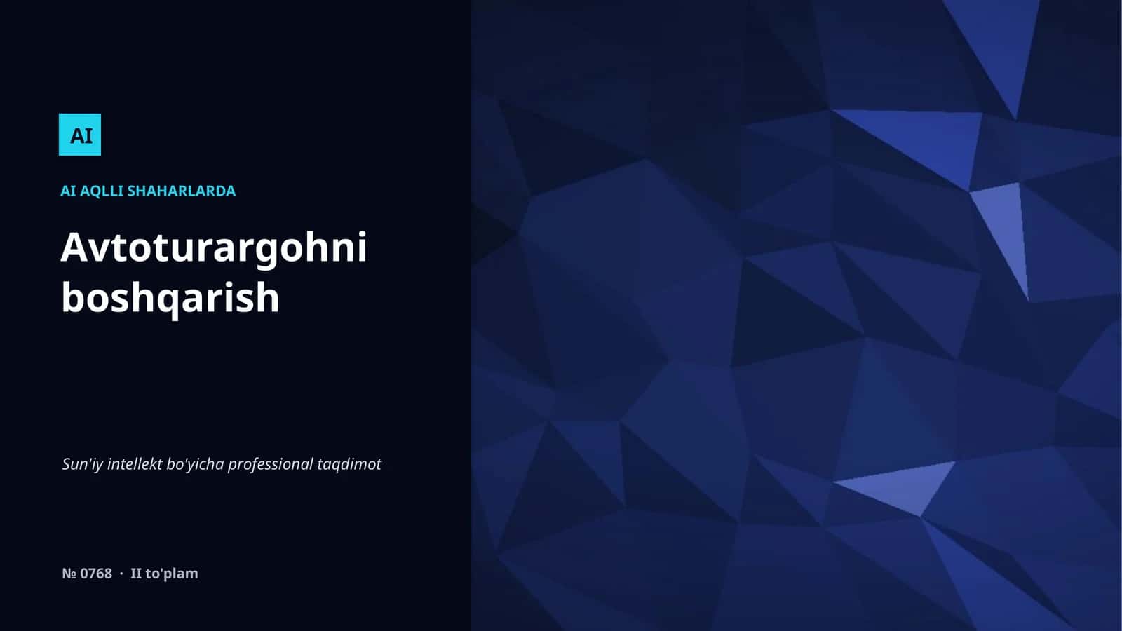 Avtoturargohni boshqarish 1