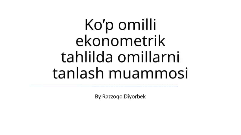 Omil Tanlash Muammosi 1