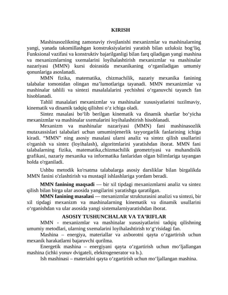 Mexanizmlar va mashinalarning yangi konstruksiyalarini yaratish 1