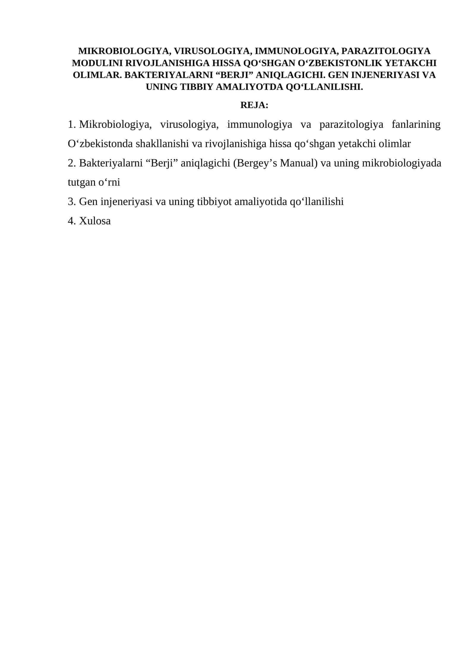 Mikrobiologiya, virusologiya, immunologiya, parazitologiya fanlari 1