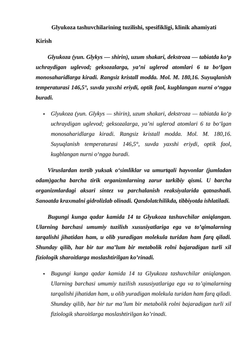 Glyukoza tashuvchilari 1