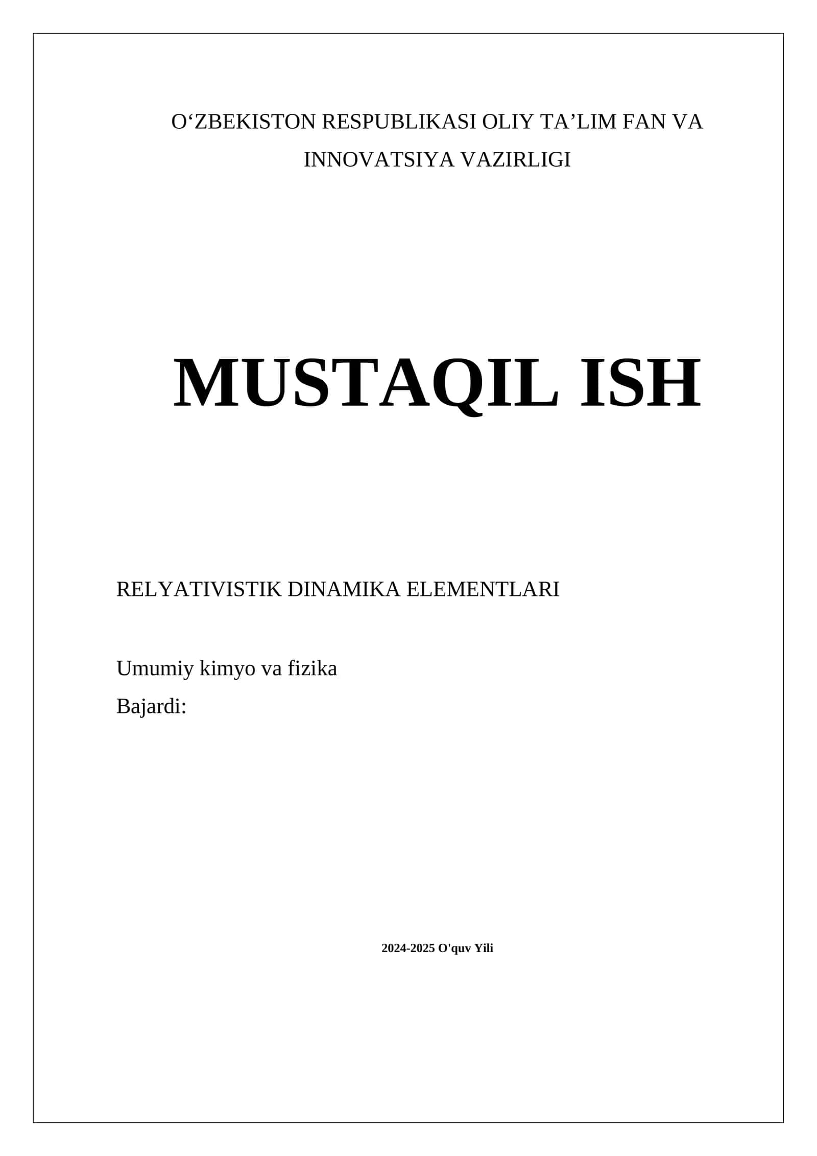 Relyativistik Dinamika Elementlari 1