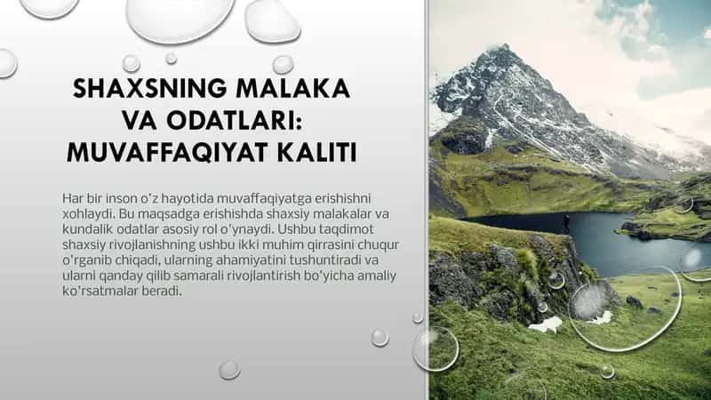 Mavzu:Shaxsning Malaka va Odatlari: Muvaffaqiyat kaliti Umumiy_psixologiya_mustaqil_ish 1