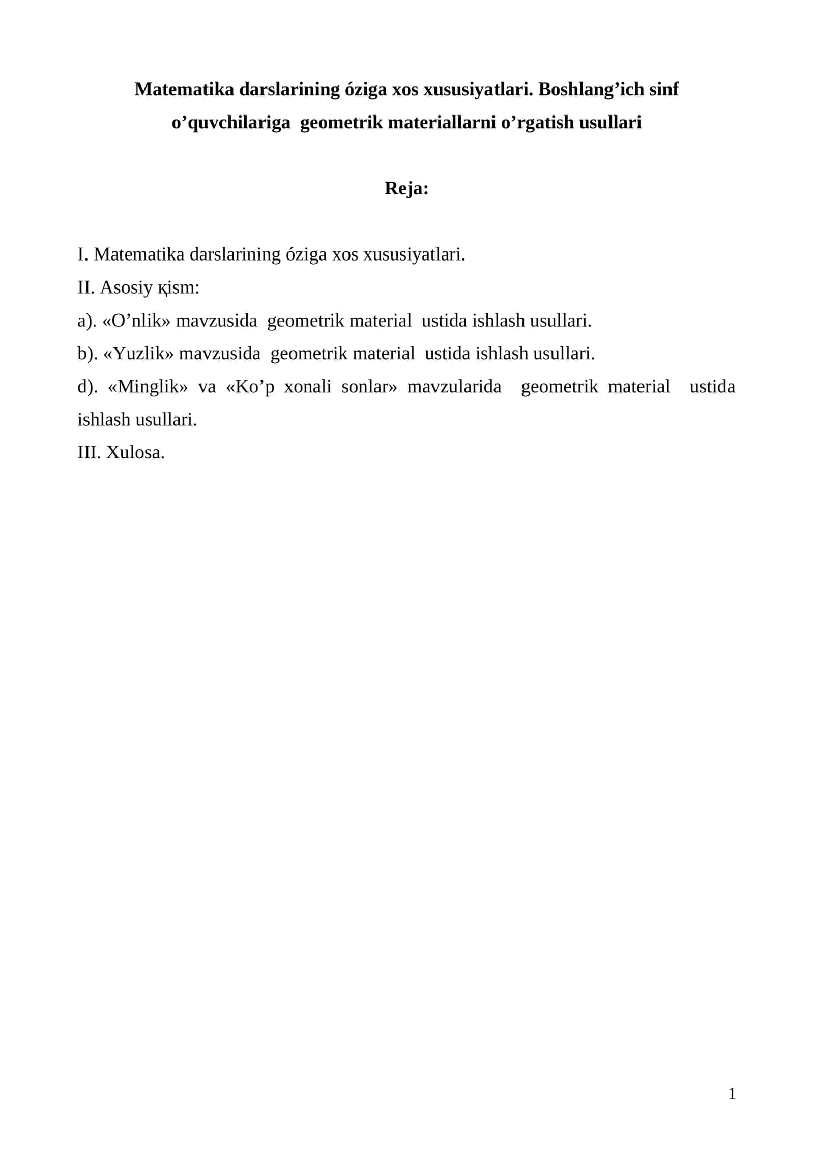 Matematika darslarining óziga xos xususiyatlari 1