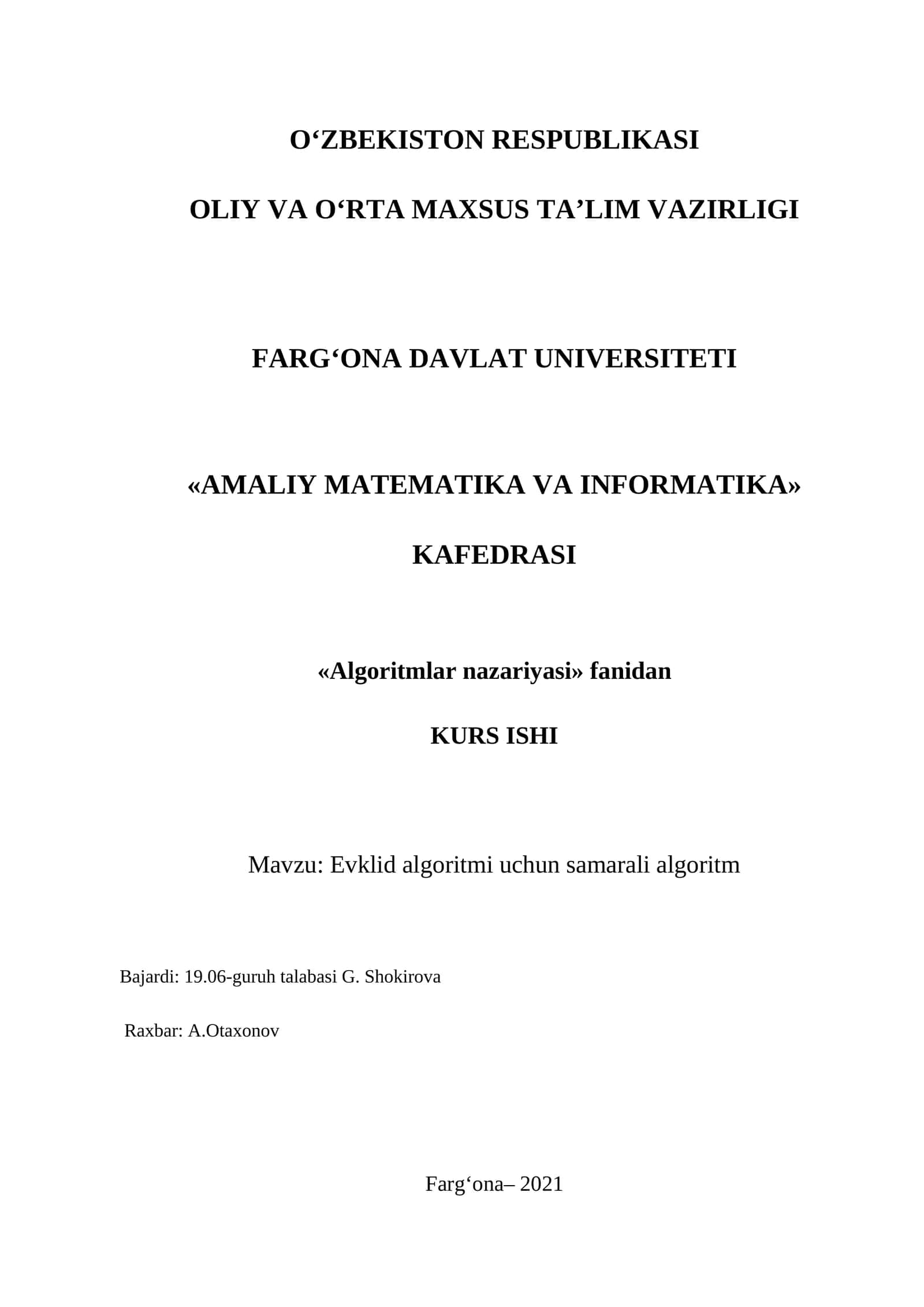 [Evklid algoritmi uchun samarali algoritm] 1