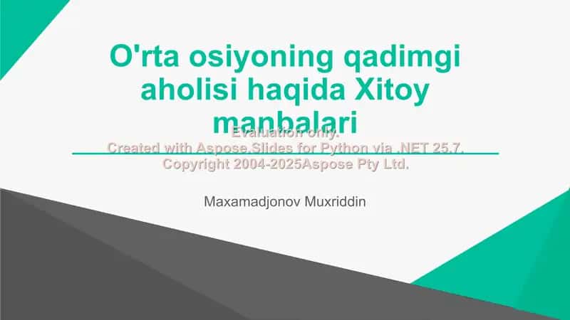 O'rta osiyoning qadimgi aholisi haqida Xitoy manbalari 1