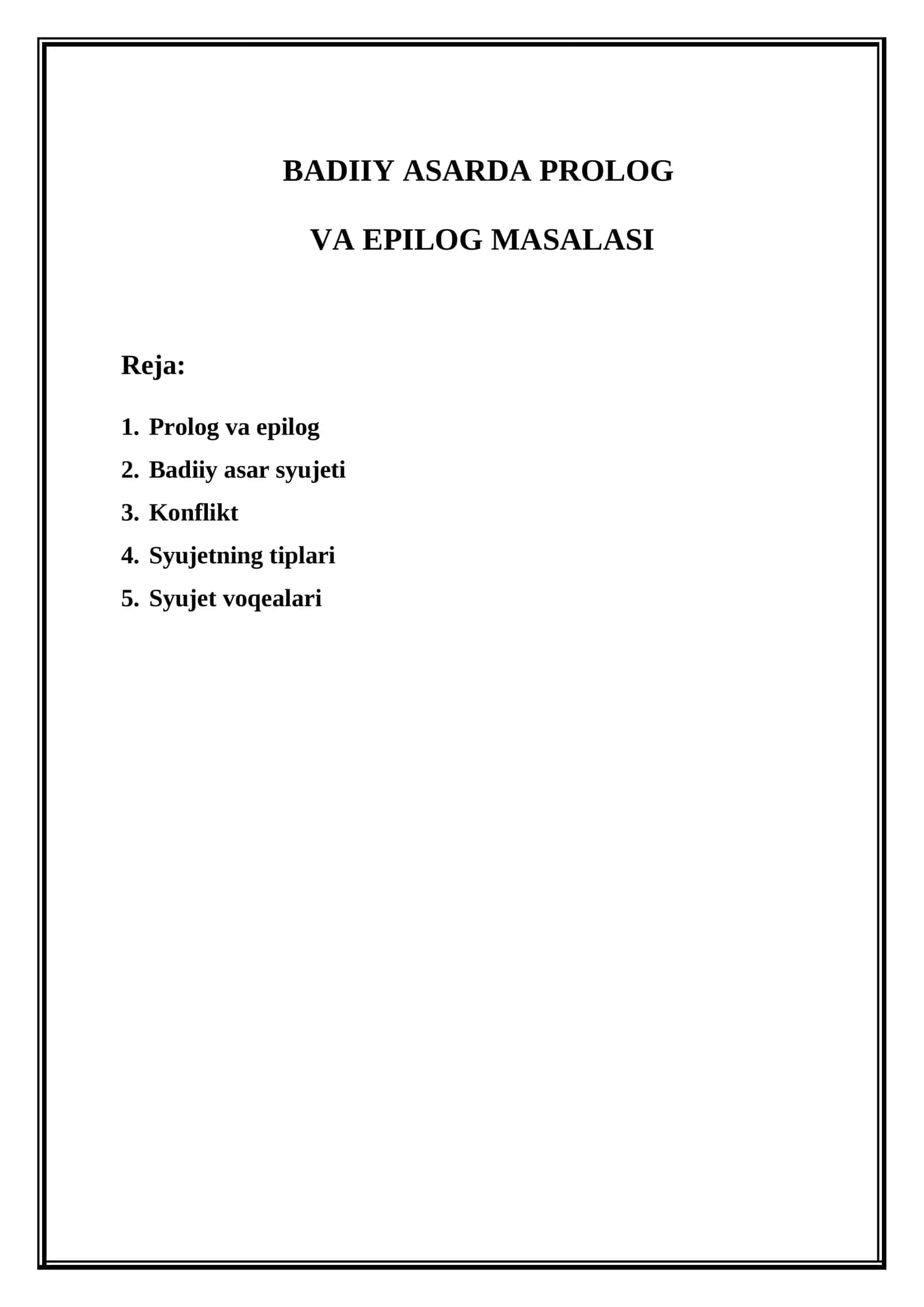 BADIIY ASARDA PROLOG VA EPILOG MASALASI 1