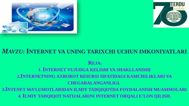 Internet va uning tarixchi uchun imkoniyatlari 1