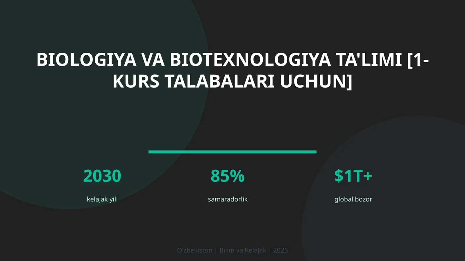 Biologiya va biotexnologiya ta'limi [1-kurs talabalari uchun] 1