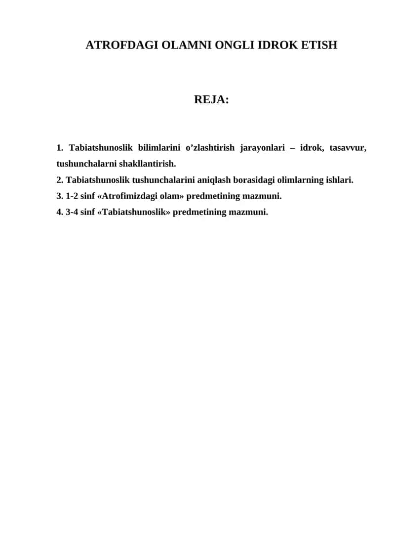Atrofdagi O'lamni Ongli Idrok Etish 1