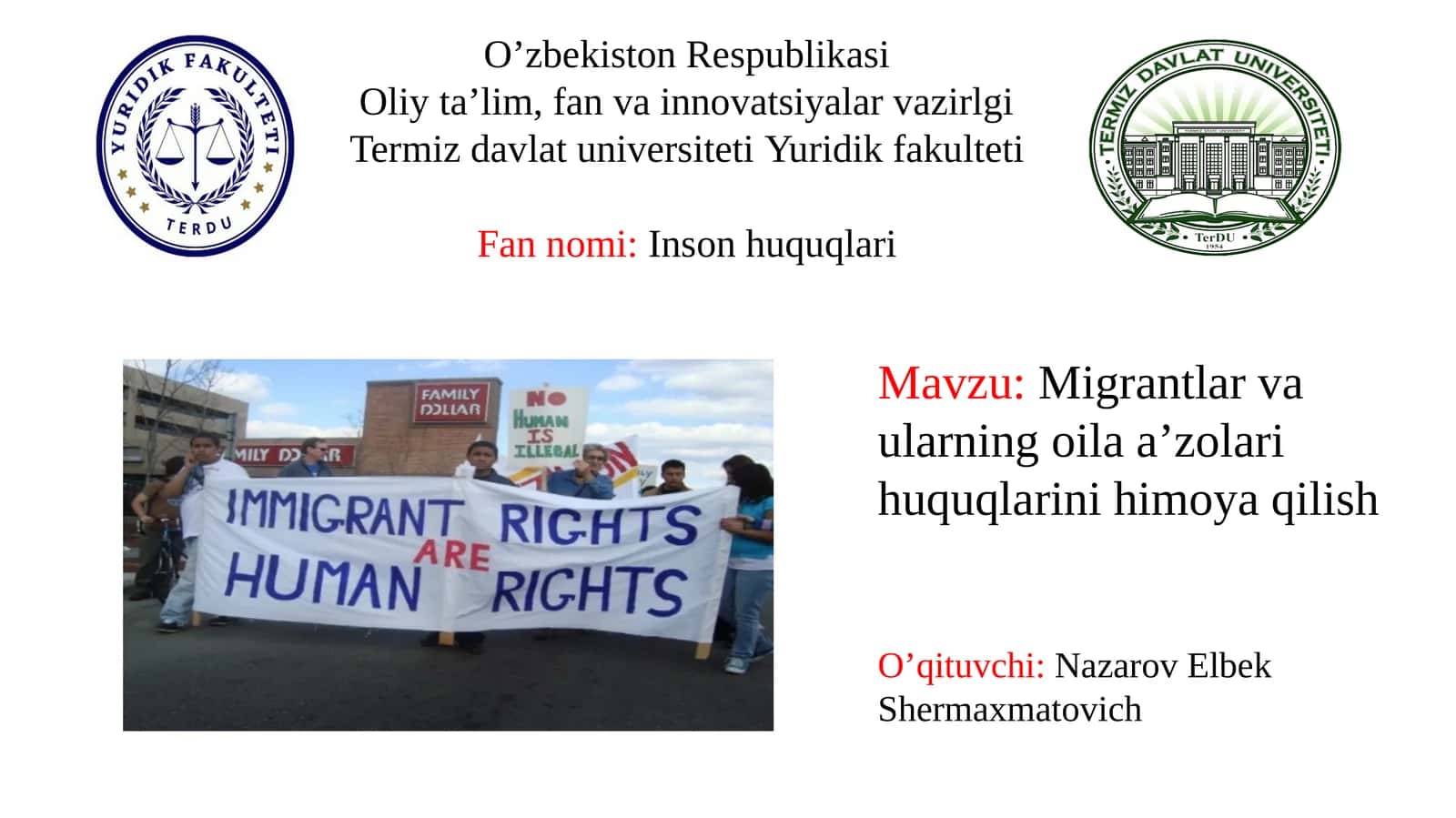 Migrantlar va ularning oila a’zolari huquqlarini himoya qilish 1