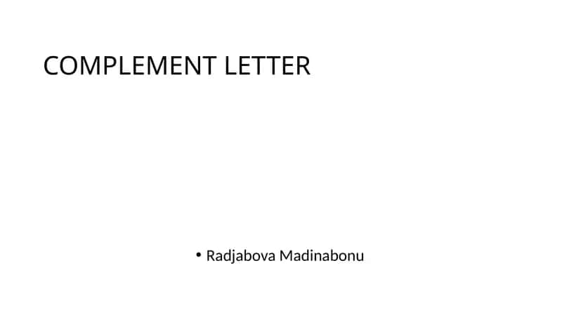 COMPLEMENT LETTER 1