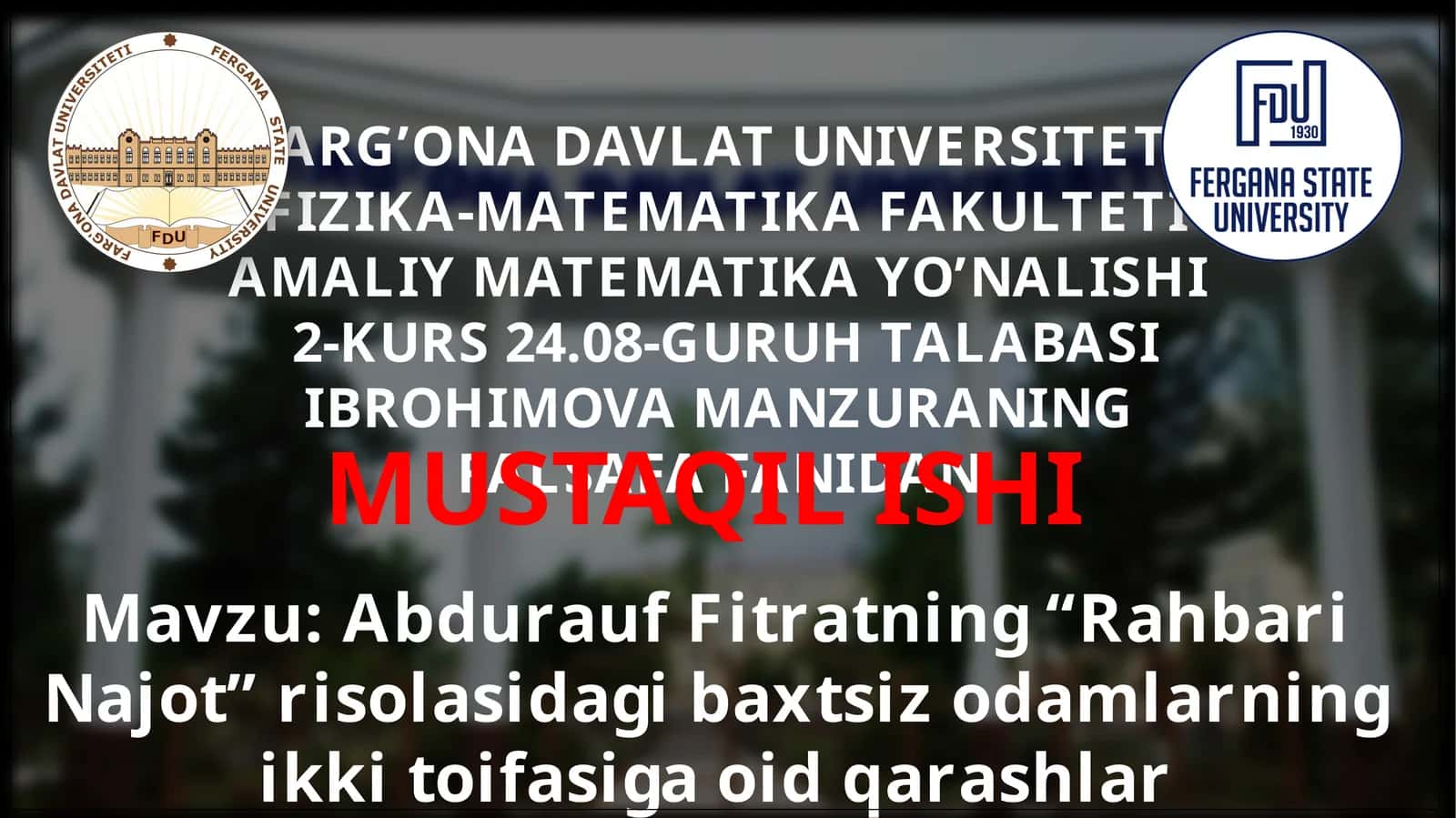 Abdurauf Fitratning “Rahbari Najot”risolasidagibaxtsizodamlarningikkitoifasigaoidqarashlar 1