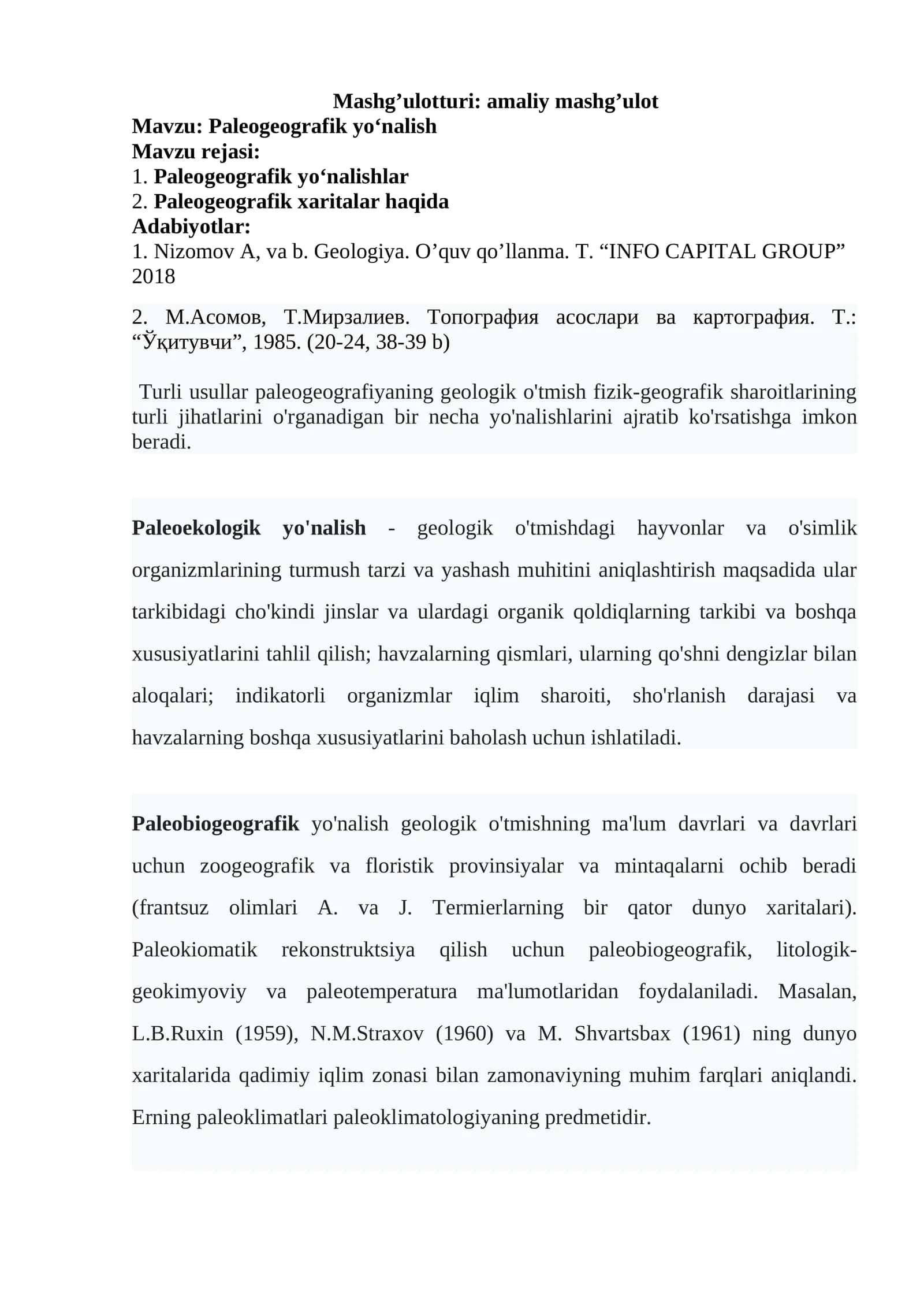Paleogeografik yo‘nalish 1