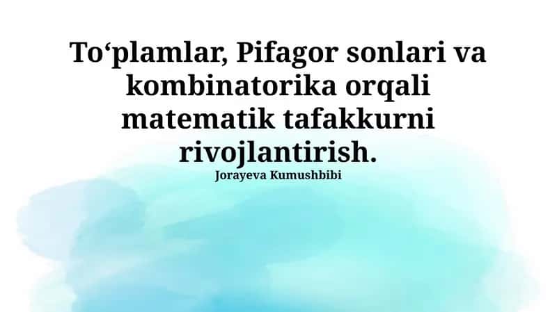 To'plamlar, Pifagor sonlari va kombinatorika 1