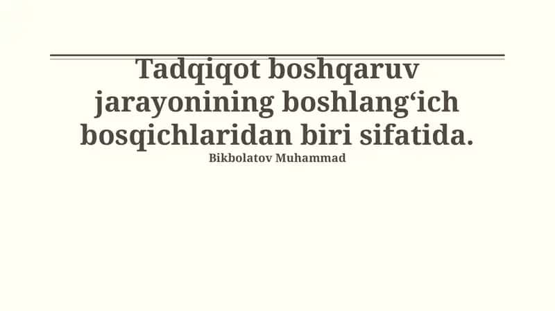Tadqiqot boshqaruv jarayoni 1