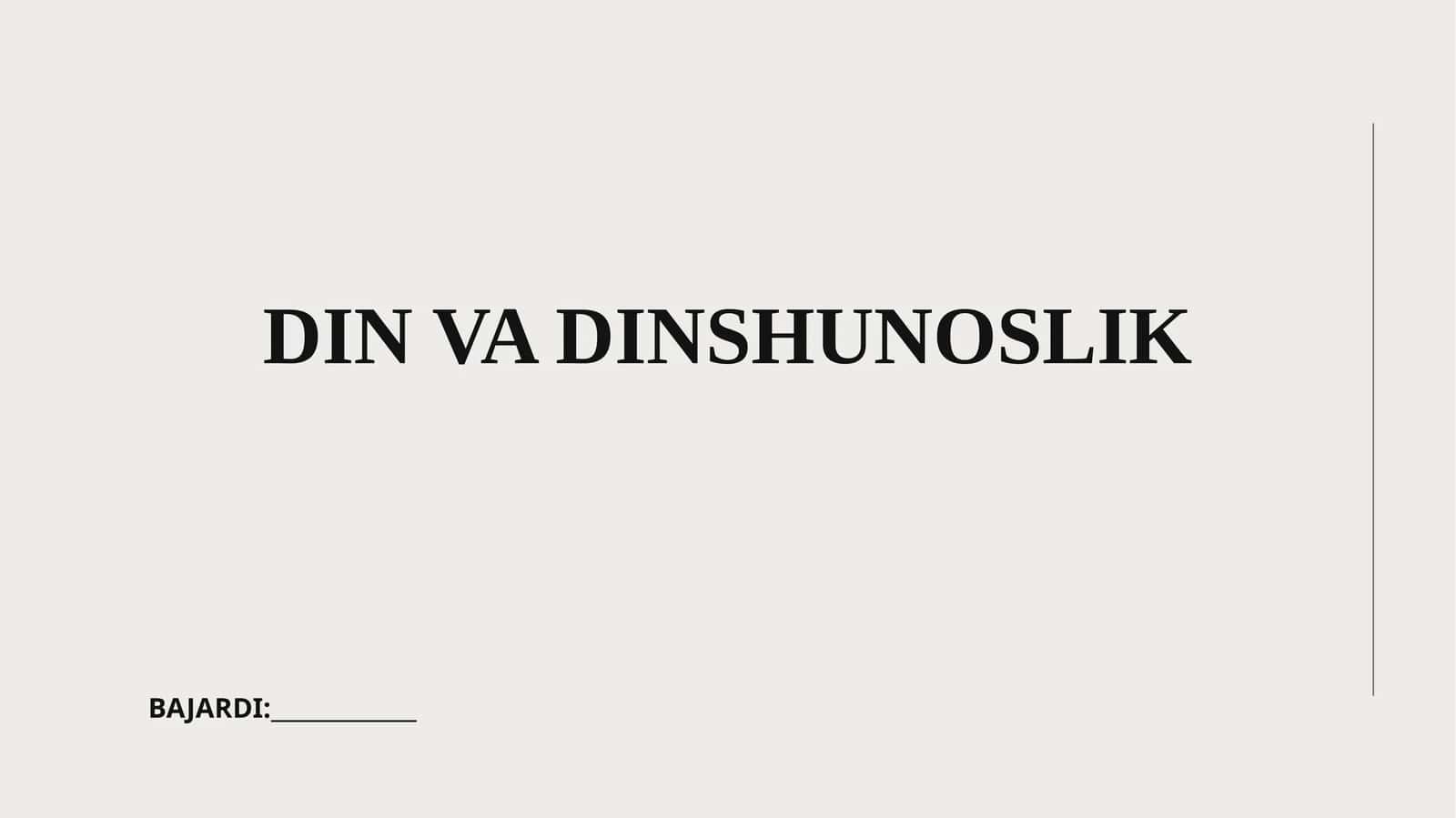 Din va dinshunoslik 1