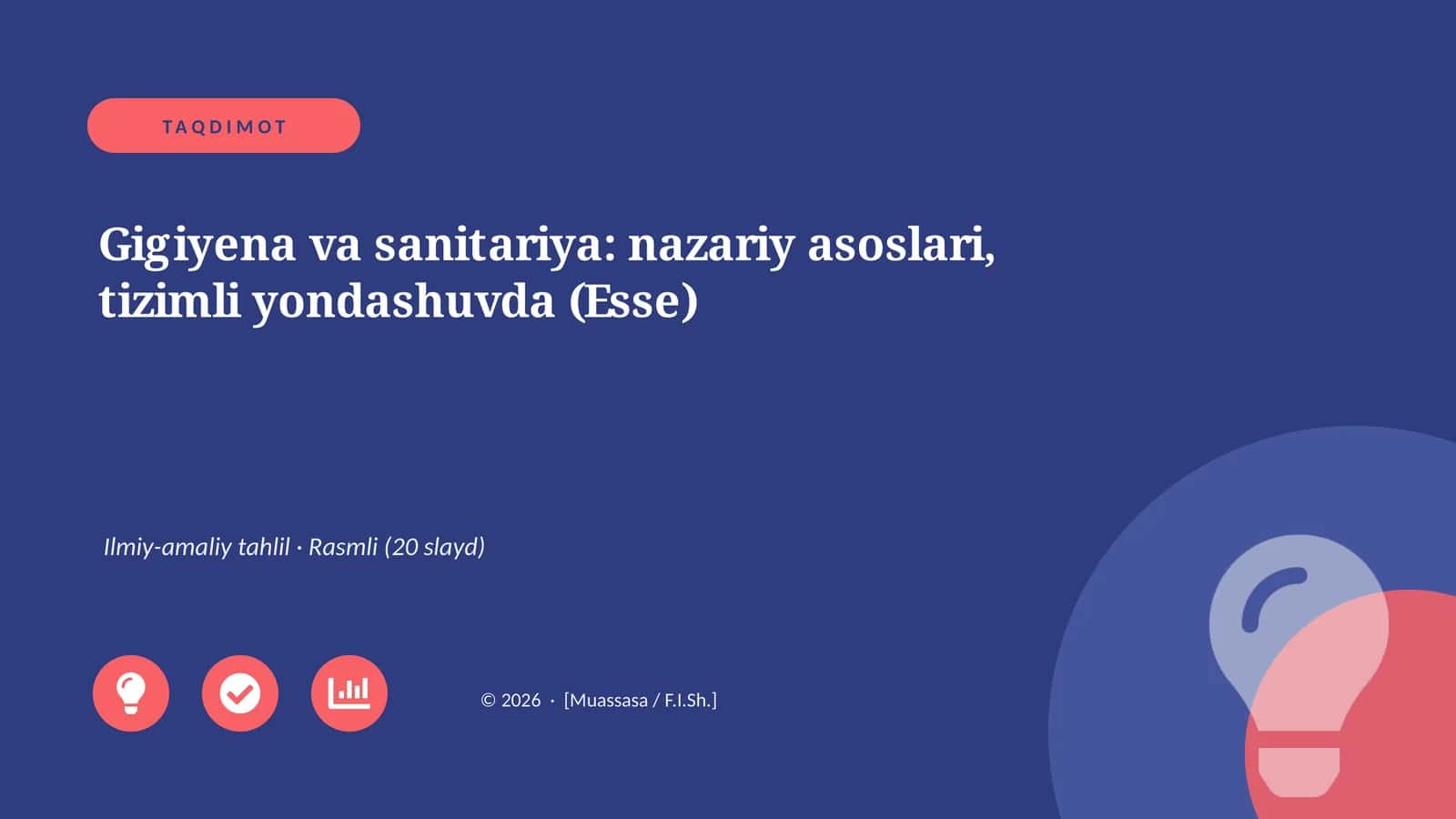 Gigiyena va sanitariya: nazariy asoslari, tizimli yondashuvda (Esse) 1