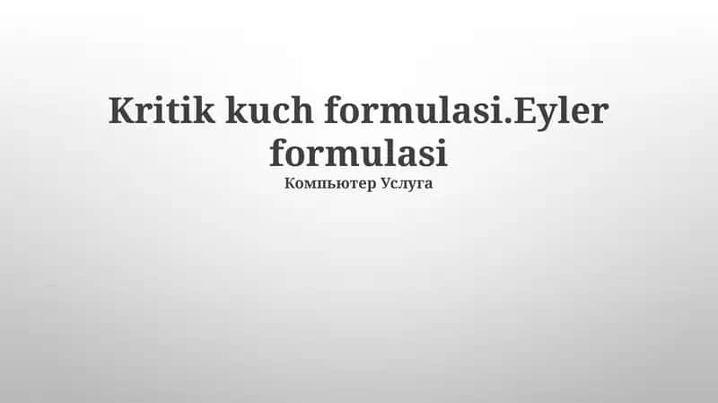 Eyler formulasi 1