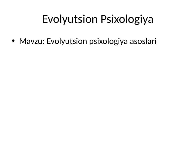 Evolyutsion Psixologiya 1