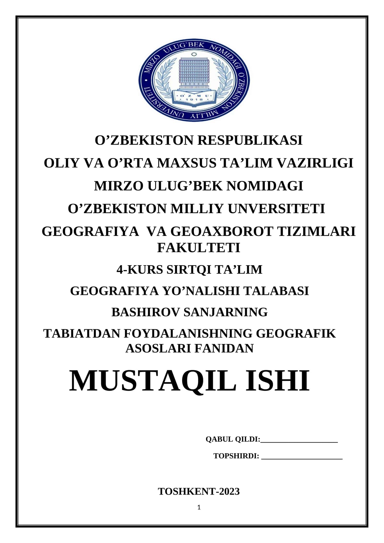 Biologik resurslardan foydalanish va ularni muhofaza qilish 1