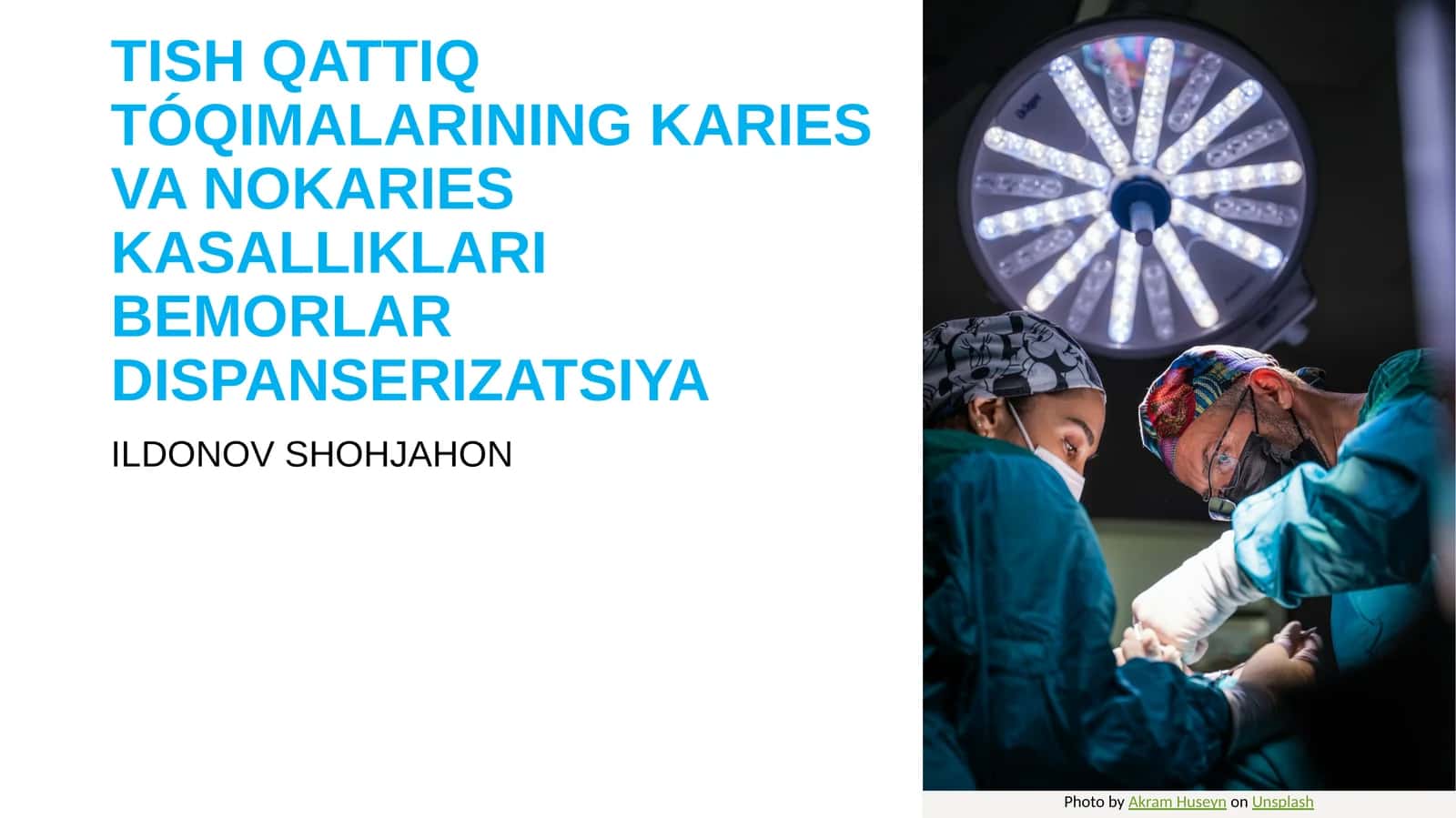 TISH QATTIQ TÓQIMALARINING KARIES VA NOKARIES KASALLIKLARI BEMORLAR DISPANSERIZATSIYA 1