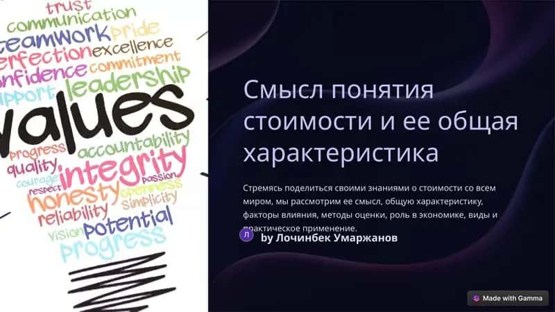 Смысл понятия стоимости и ее общая характеристика 1