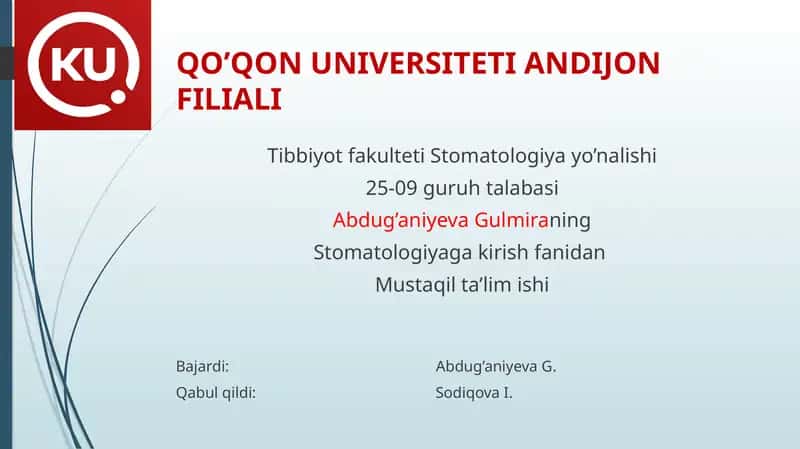 Tish To'qimalarining Tuzilishi 1