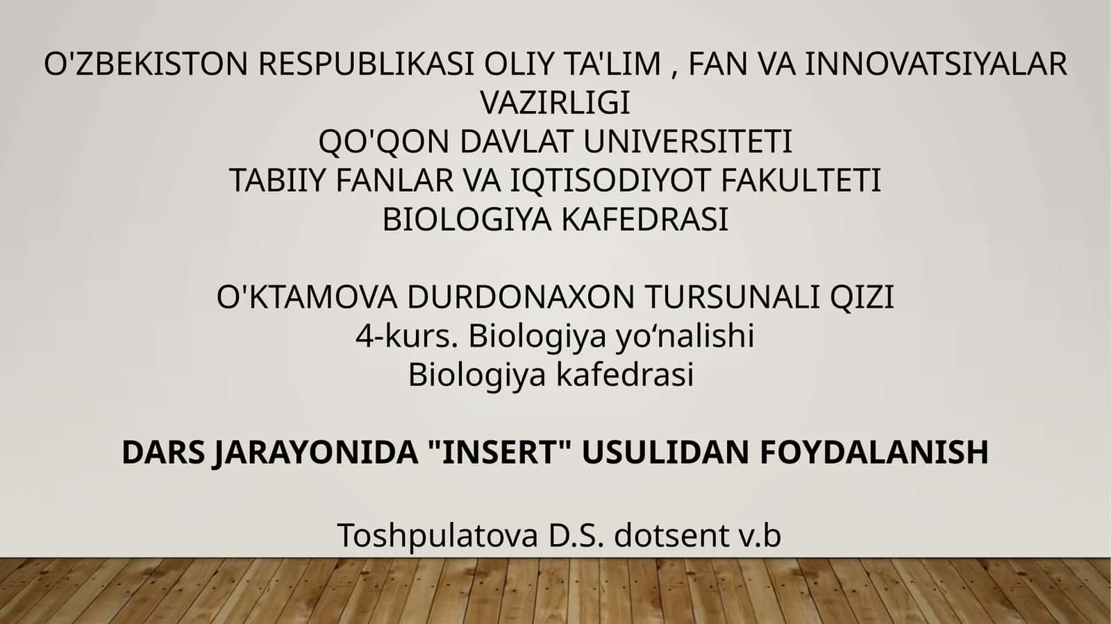 Biologiya - INSERT Usulidan Foydalanish 1