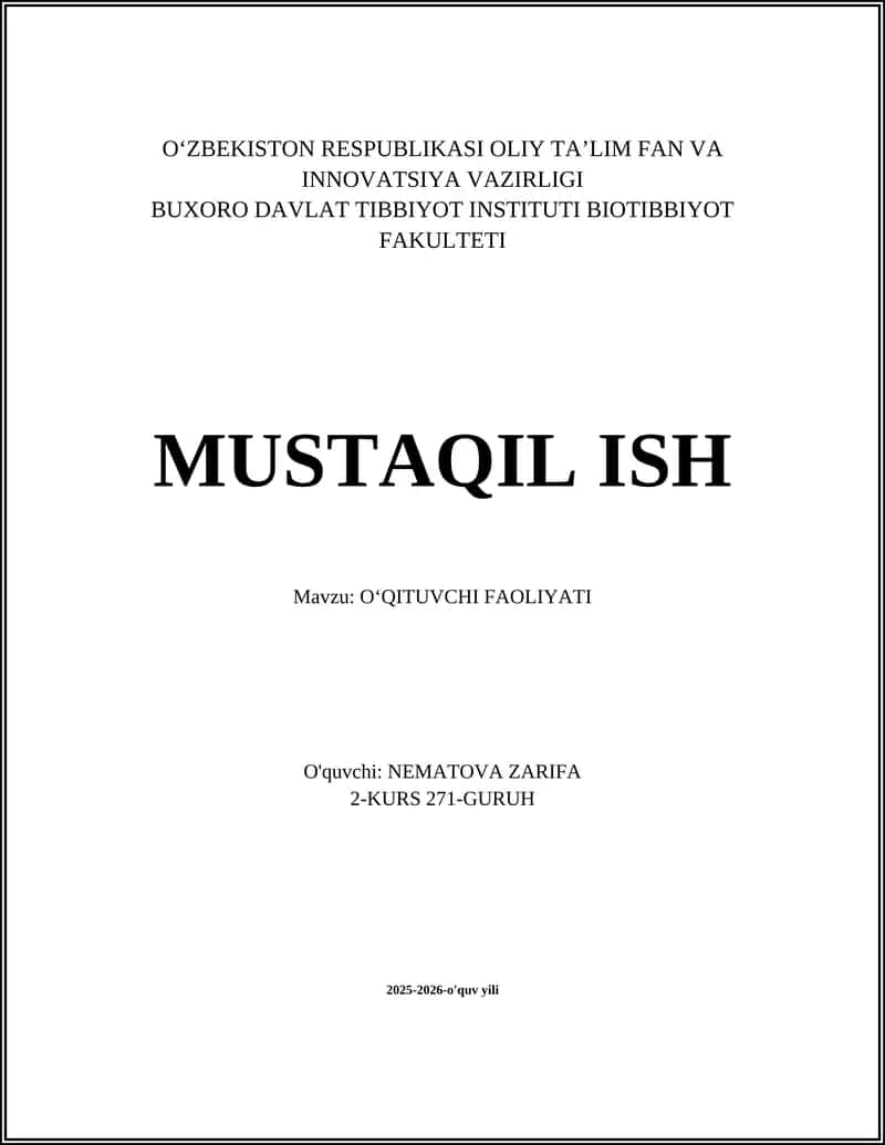 OʻQITUVCHI FAOLIYATI 1