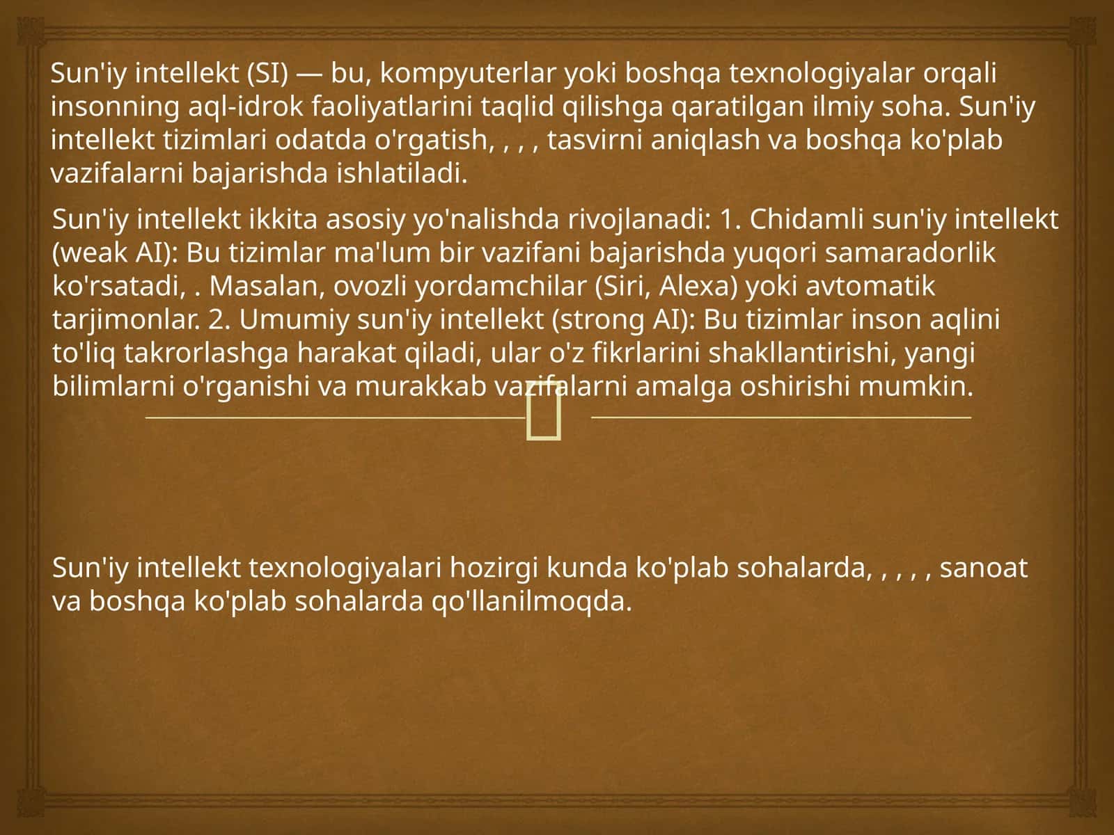 Sun'iy intellekt (SI) 1