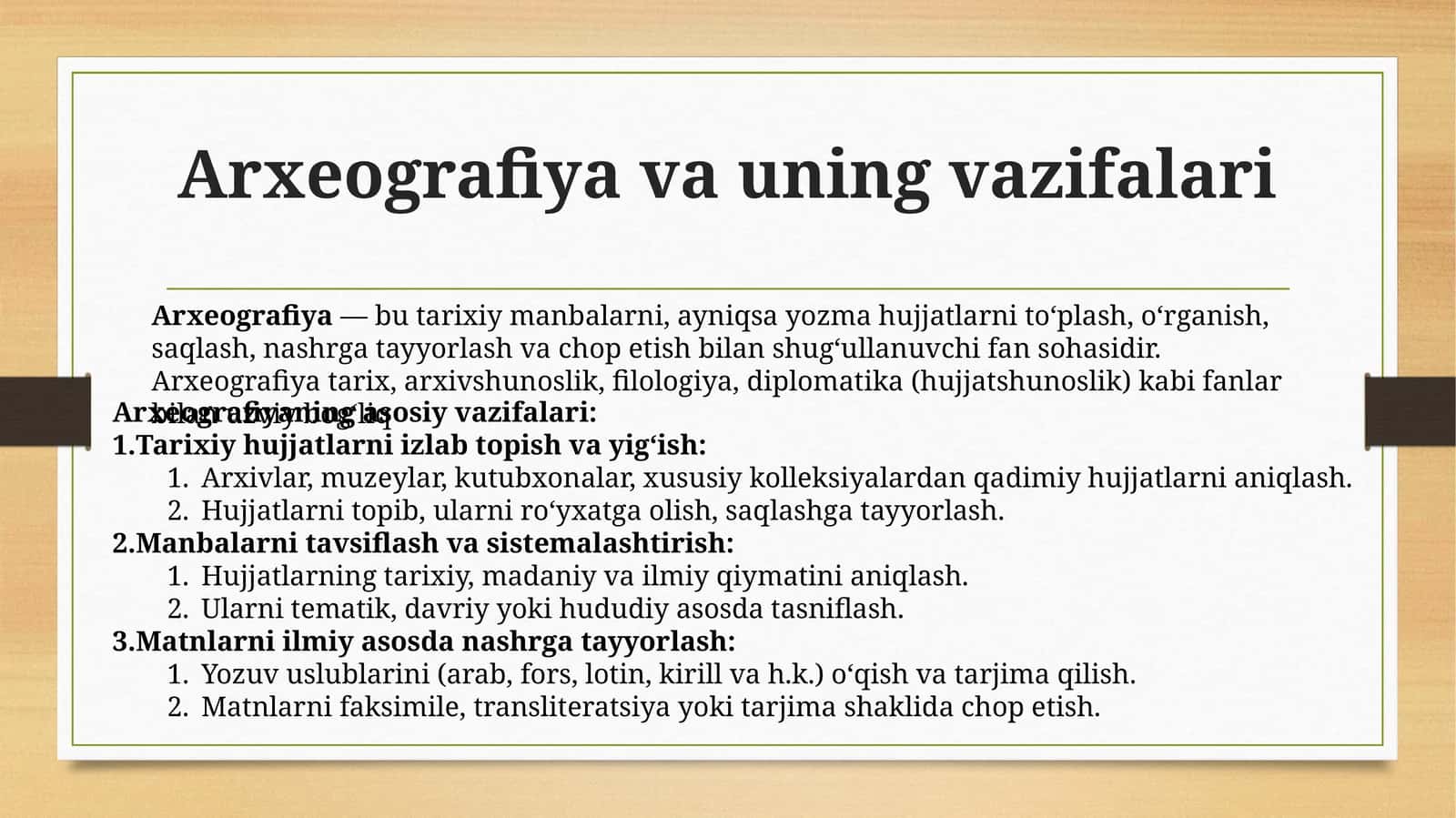 Arxeografiya va uning vazifalari 1