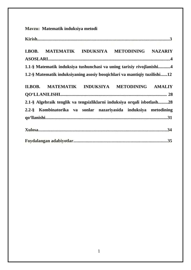 Matematik induksiya metodi 1
