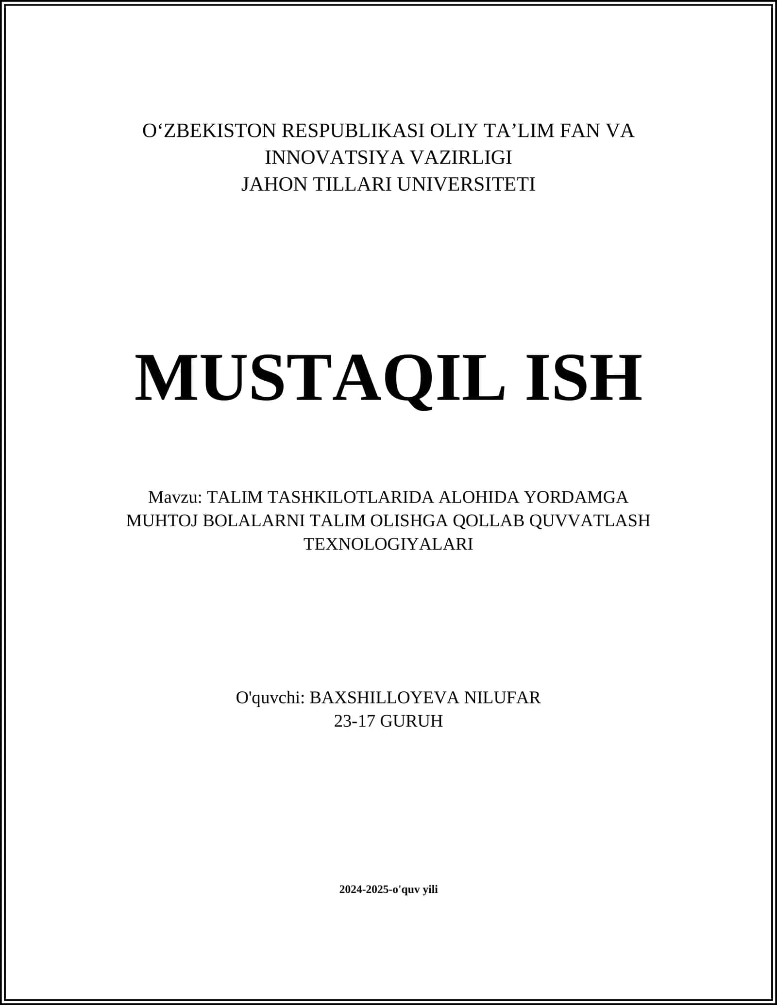 Maxsus ta'lim dasturlari 1