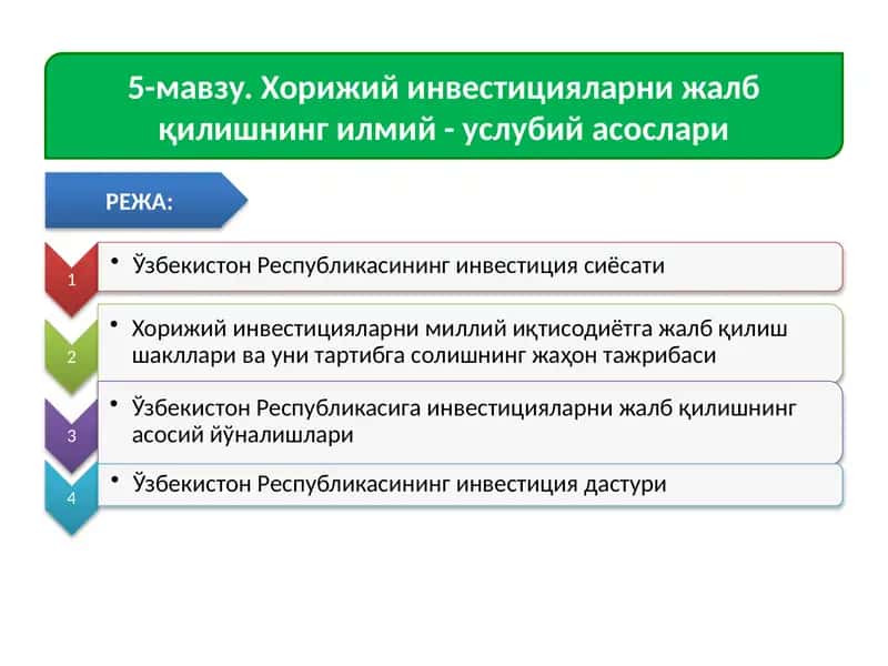 Хорижий инвестицияларни жалб қилишнинг илмий - услубий асослари 1