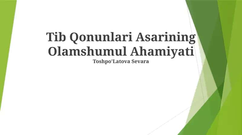 Tib Qonunlari Asarining Olamshumul Ahamiyati 1