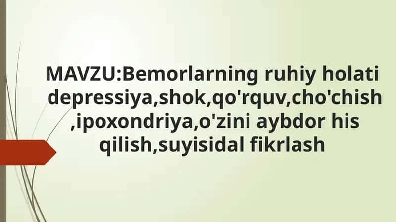 Bemorlarning ruhiy holati 1
