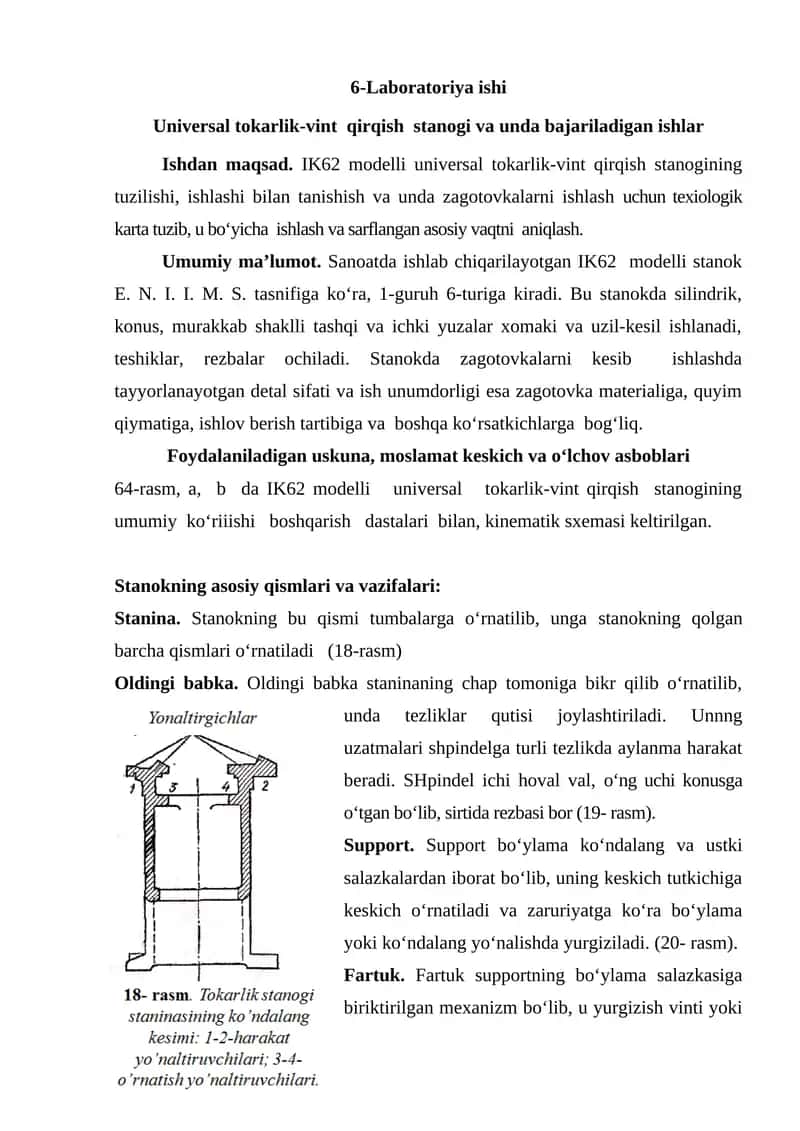 IK62 modelli universal tokarlik-vint qirqish stanogi 1
