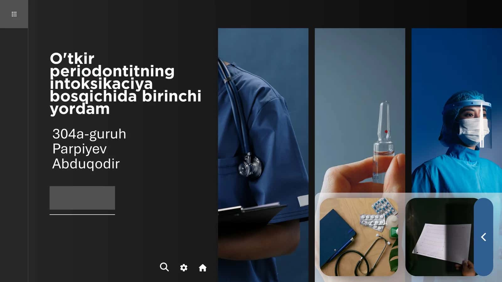 O'tkir periodontitning intoksikaciya bosqichida birinchi yordam 1